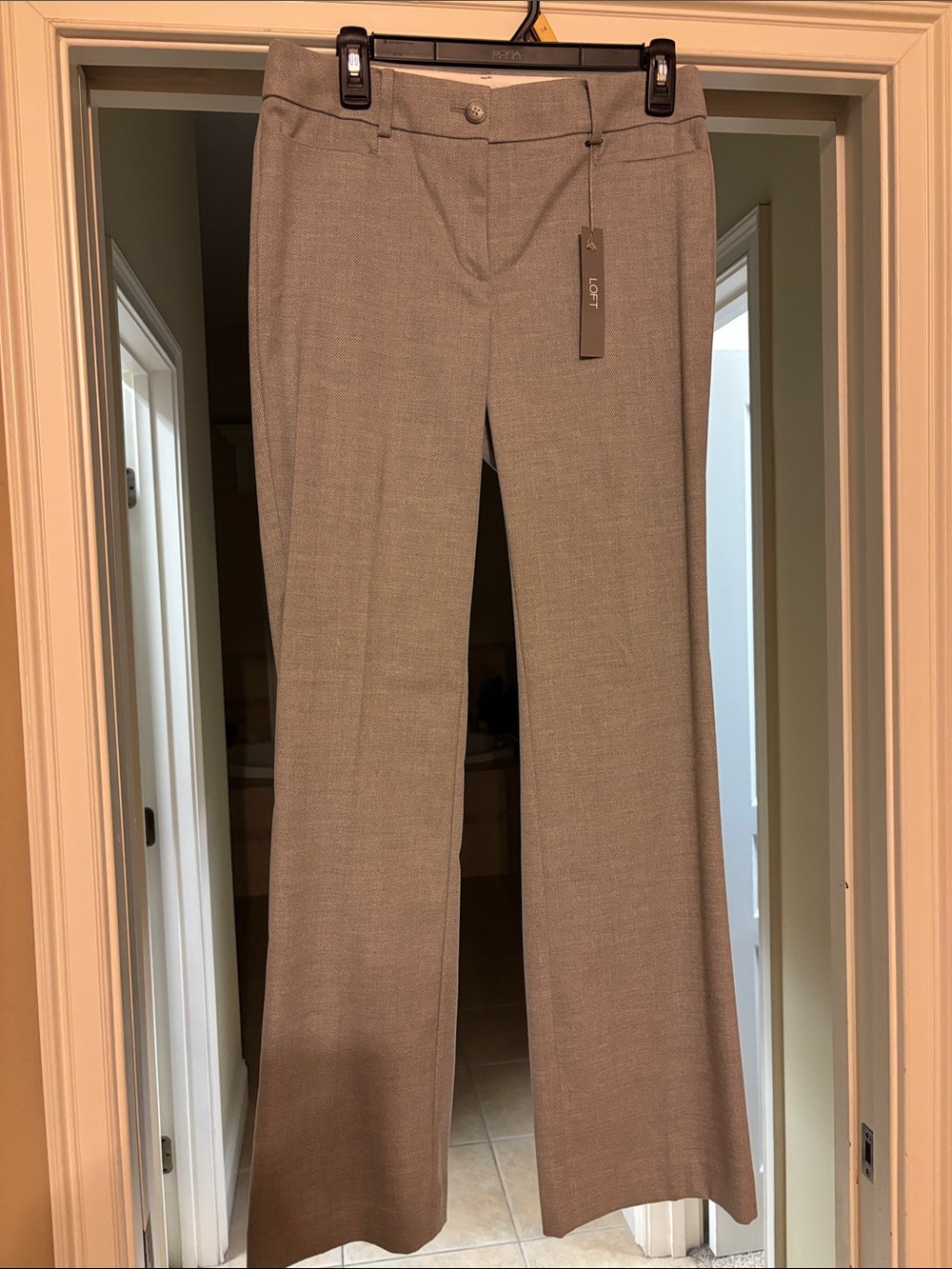 LOFT Light Grey Wide-Leg Dress Pants
